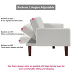 PU Futon Sofa Couch for Living Room Convertible Faux Leather Upholstered Futon Sleeper Sofa Bed Channel Tufted Bedroom Futons