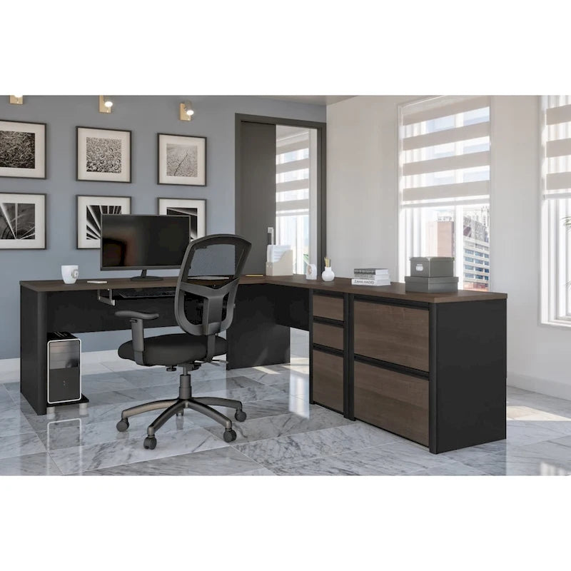 Bestar Connexion L-shaped Workstation with Lateral File