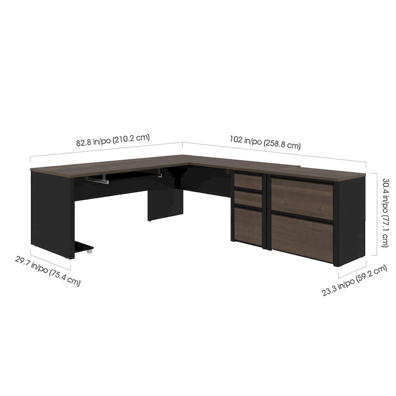 Bestar Connexion L-shaped Workstation with Lateral File
