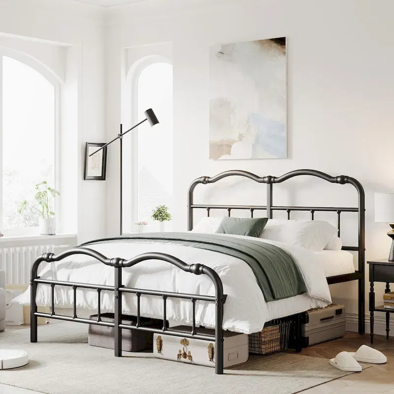 14 In High Heavy Duty Metal Bed Frame with Vintage Style, Supports Up To 2500lbs, Easy Assembly and No Squeak