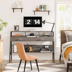 Computer Writing Desk with 2 Drawers and Storage Shelf, Monitor Stand