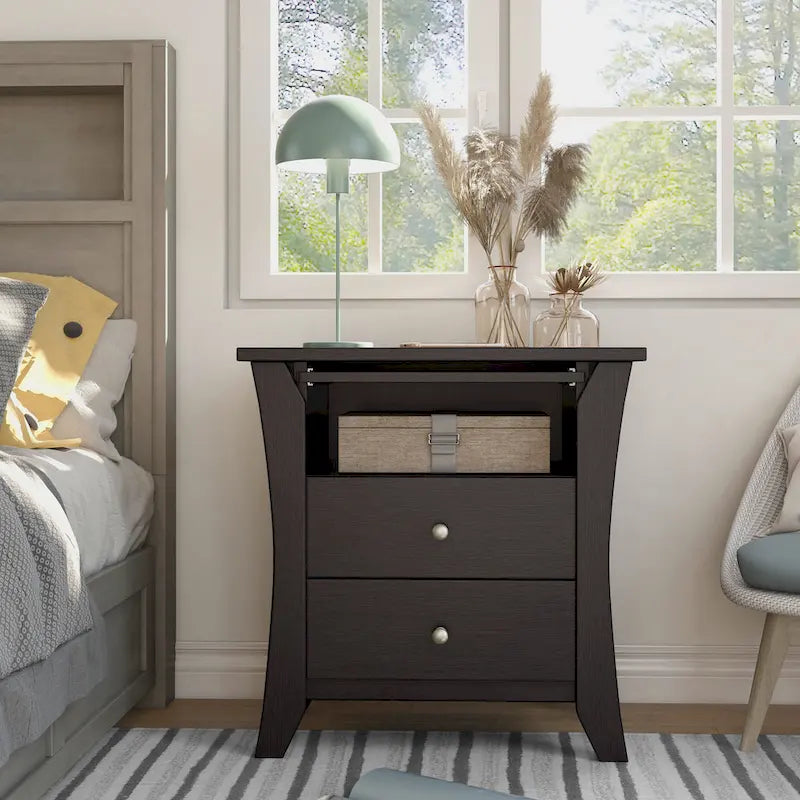 Mendolla Transitional Wood 2-Drawer Nightstand with Shelf by Furniture of America