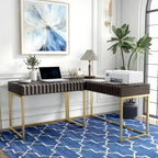 Bird Glam Metal Lift-top L-Shaped Computer Desk with USBs by Furniture of America