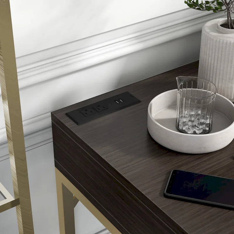 Bird Glam Metal Lift-top L-Shaped Computer Desk with USBs by Furniture of America