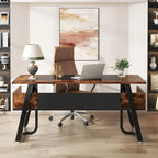 63 Inches Large Executive Desk with Bottom Shelves