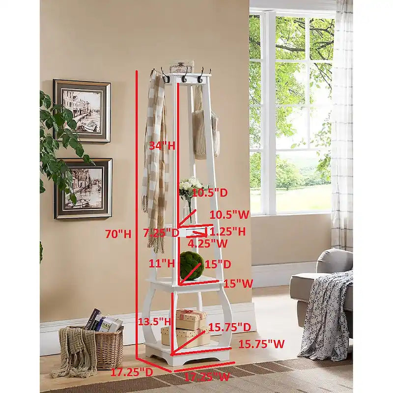 Coat Rack with Storage Shelves