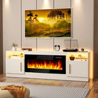 Bossin 70 Fireplace TV Stand with 36 Electric Fireplace, TV Stand for TVs Up to 80, 16 Colors LED Lights/Entertainment Center