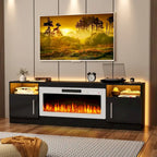 Bossin 70 Fireplace TV Stand with 36 Electric Fireplace, TV Stand for TVs Up to 80, 16 Colors LED Lights/Entertainment Center