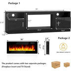 Bossin 70 Fireplace TV Stand with 36 Electric Fireplace, TV Stand for TVs Up to 80, 16 Colors LED Lights/Entertainment Center