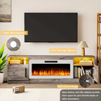 Bossin 70 Fireplace TV Stand with 36 Electric Fireplace, TV Stand for TVs Up to 80, 16 Colors LED Lights/Entertainment Center
