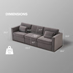 Modern Cotton Linen L-Shape Sectional Sofa, Oversized Upholstery Sectional Sofa, Chaise Couch with Storage Ottomans for Living R