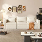 Modern Cotton Linen L-Shape Sectional Sofa, Oversized Upholstery Sectional Sofa, Chaise Couch with Storage Ottomans for Living R