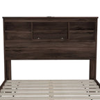 4-Pieces Bedroom Sets Queen Size Wooden Bed Frame with 2 Nightstands and 1 Dresser,Dark Walnut