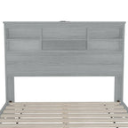 4-Pieces Bedroom Sets Queen Size Wooden Bed Frame with 2 Nightstands and 1 Dresser,Dark Walnut
