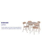 5 Piece Folding Card Table and Chair Set with Upholstered Table Top - 33.5W x 33.5D x 27.75H