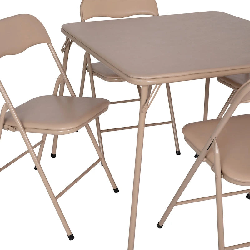 5 Piece Folding Card Table and Chair Set with Upholstered Table Top - 33.5W x 33.5D x 27.75H