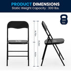 5 Piece Folding Card Table and Chair Set with Upholstered Table Top - 33.5W x 33.5D x 27.75H