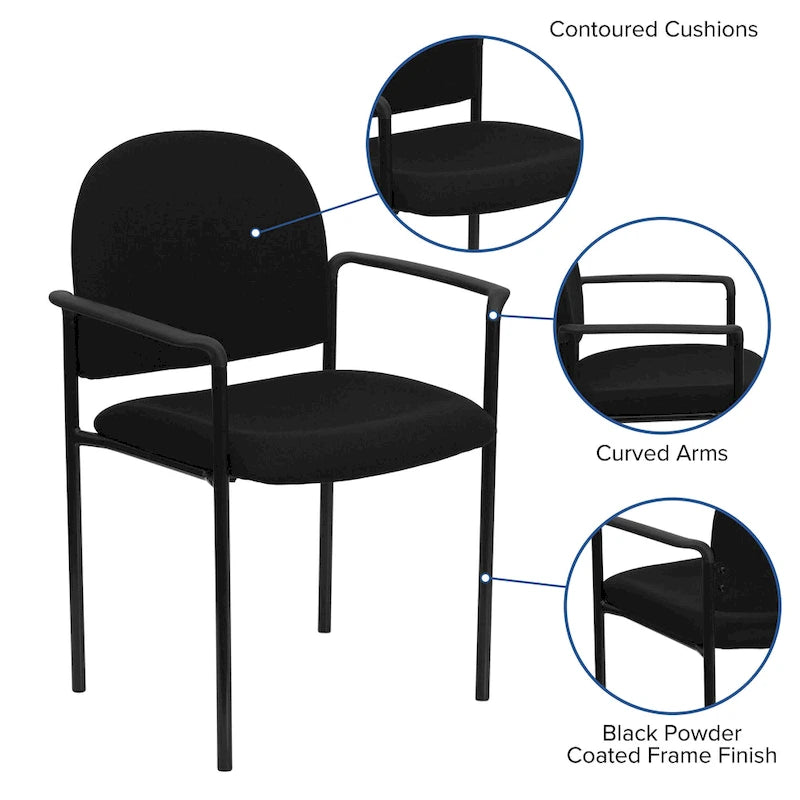 Stackable Steel Reception Chair with Arms - Padded Seat (Single)