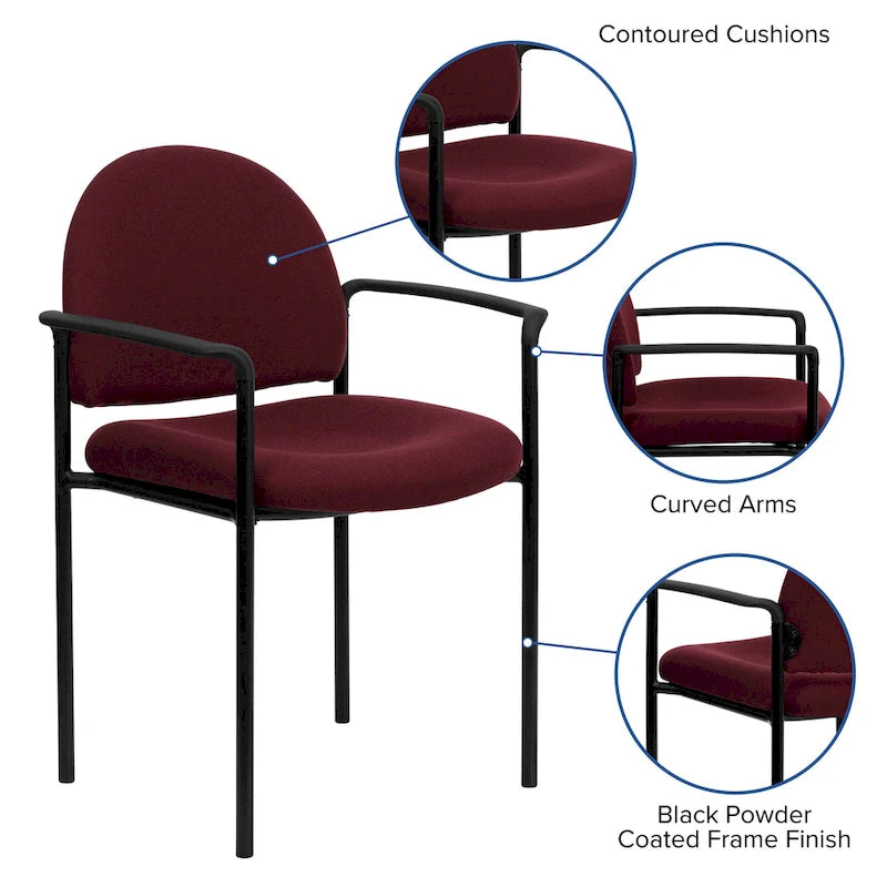 Stackable Steel Reception Chair with Arms - Padded Seat (Single)