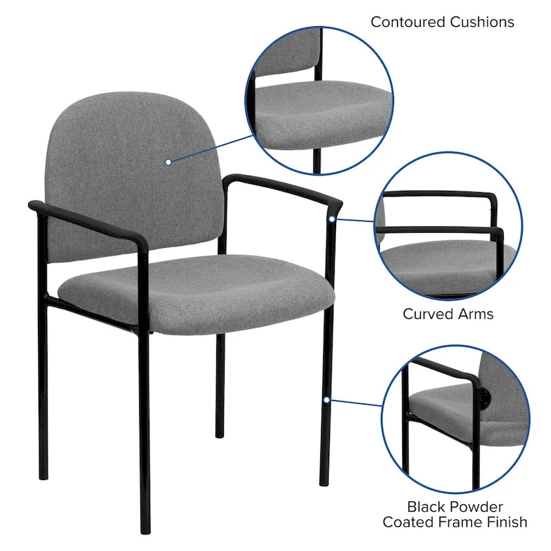 Stackable Steel Reception Chair with Arms - Padded Seat (Single)