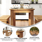 Antique Rustic Pine Farmhouse Dining Table - Seats 4 (Rectangular)