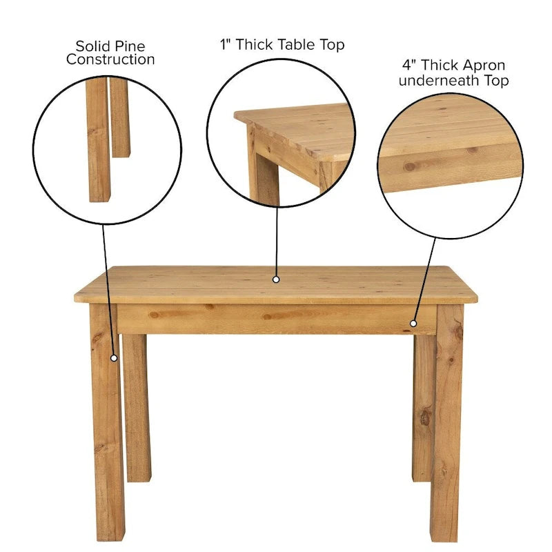 Antique Rustic Pine Farmhouse Dining Table - Seats 4 (Rectangular)