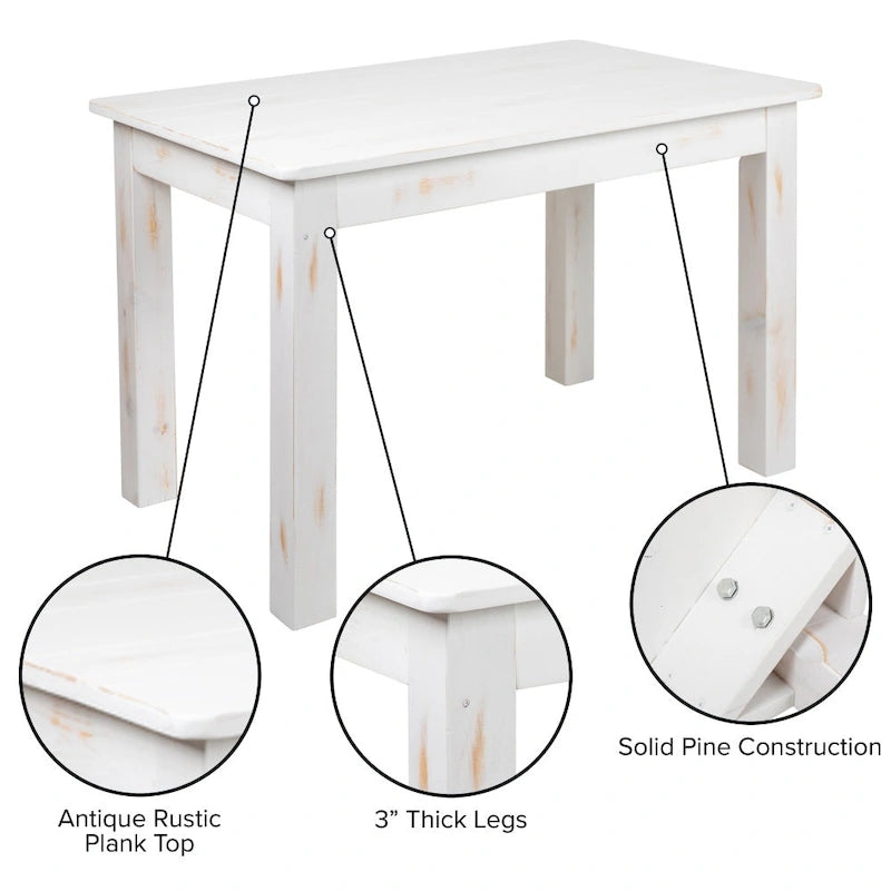 Antique Rustic Pine Farmhouse Dining Table - Seats 4 (Rectangular)