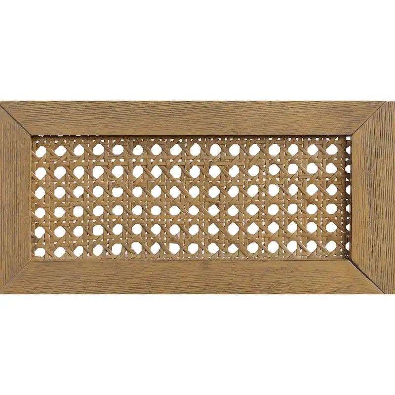 Natural Wood Arm Chair with Cane Back - Linen Padded Seat