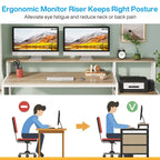 63 Computer Desk with Monitor Stand, Ergonomic Home Office Desks with Drawers File Cabinet