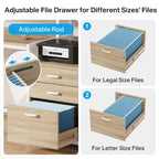63 Computer Desk with Monitor Stand, Ergonomic Home Office Desks with Drawers File Cabinet