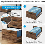 63 Computer Desk with Monitor Stand, Ergonomic Home Office Desks with Drawers File Cabinet