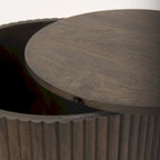 Terra Dark Brown Solid Wood Fluted Round Side Table