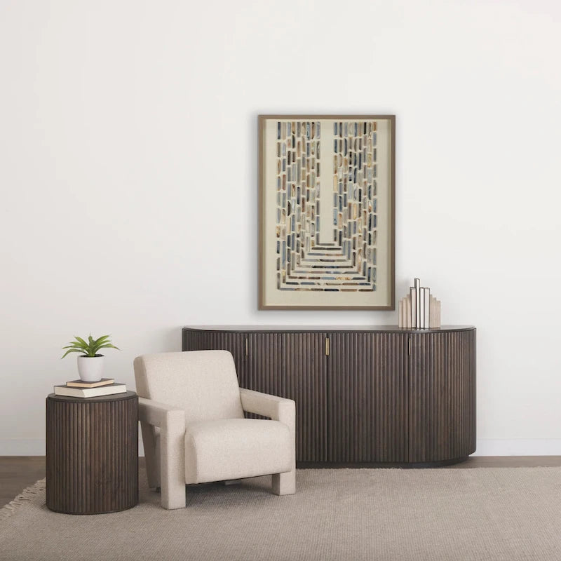 Terra Dark Brown Solid Wood Fluted Round Side Table