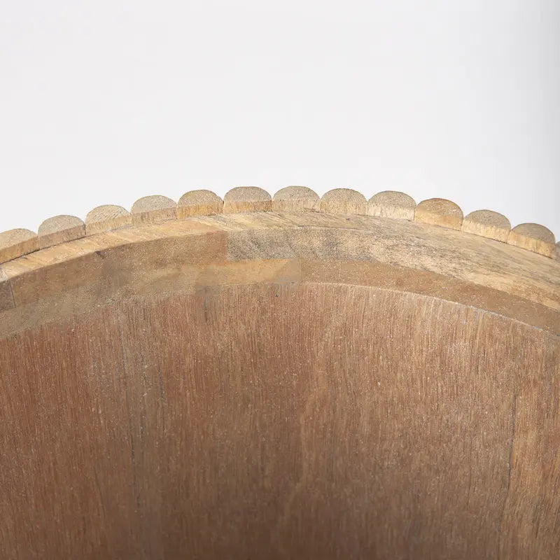 Terra Dark Brown Solid Wood Fluted Round Side Table