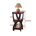 Espresso Wood Side Table with Curved Legs - 2 Storage Shelves