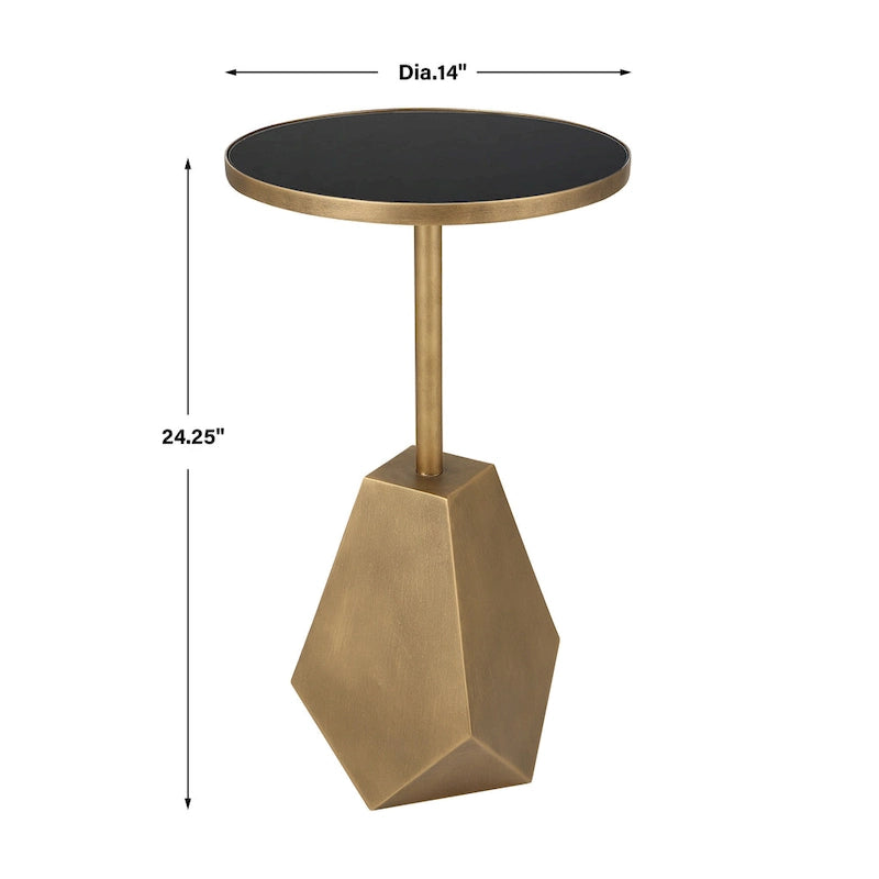 Bronze & Black Glass Geometric Accent Table (14"W x 24"H)