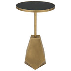 Bronze & Black Glass Geometric Accent Table (14"W x 24"H)