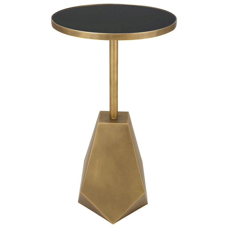 Bronze & Black Glass Geometric Accent Table (14"W x 24"H)