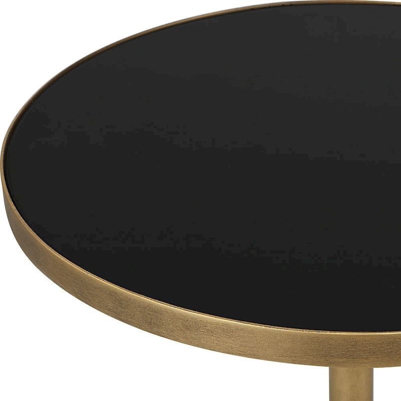 Bronze & Black Glass Geometric Accent Table (14"W x 24"H)