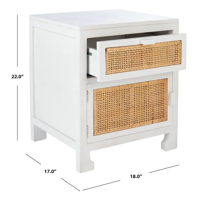 SAFAVIEH Zhane Coastal 1-Drawer 1-Door Nightstand