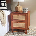 SAFAVIEH Dayana 2-Drawer Rattan Accent Table Nightstand