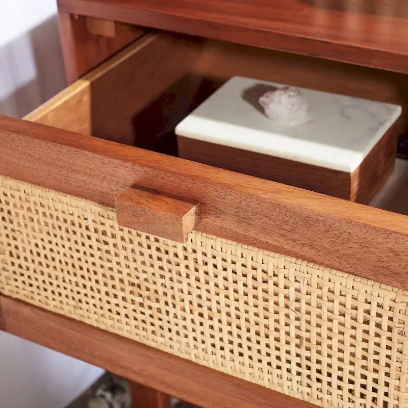 SAFAVIEH Dayana 2-Drawer Rattan Accent Table Nightstand