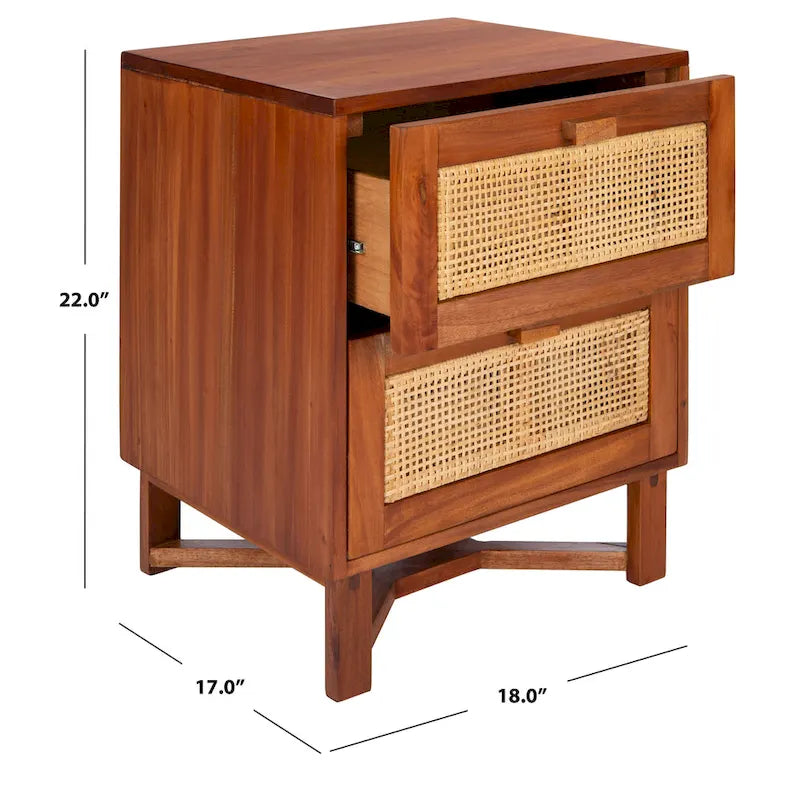 SAFAVIEH Dayana 2-Drawer Rattan Accent Table Nightstand