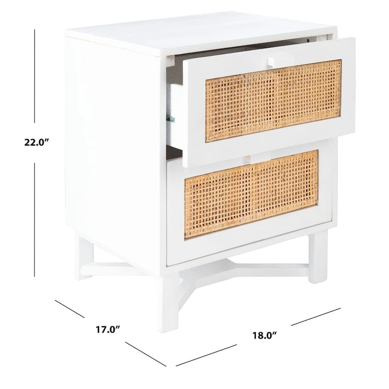 SAFAVIEH Dayana 2-Drawer Rattan Accent Table Nightstand