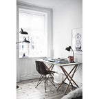 Set of 2 Mid-Century Modern Dining Side Chairs Armless Plastic Shell Seat with Black Metal Wire Eiffel Base, White