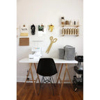 Set of 2 Mid-Century Modern Dining Side Chairs Armless Plastic Shell Seat with Black Metal Wire Eiffel Base, White