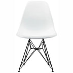 Set of 2 Mid-Century Modern Dining Side Chairs Armless Plastic Shell Seat with Black Metal Wire Eiffel Base, White