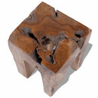 vidaXL Solid Teak Wood Stool, Small Side Table, Brown - 11.8 x 11.8 x 15.7