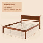 Bed Frame with Wooden Headboard and Slat Support