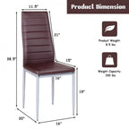 4 Pieces PVC Elegant Design Leather Dining Chairs with Solid Metal Legs - 16.0 x 20.0 x 38.5 (W x D x H)